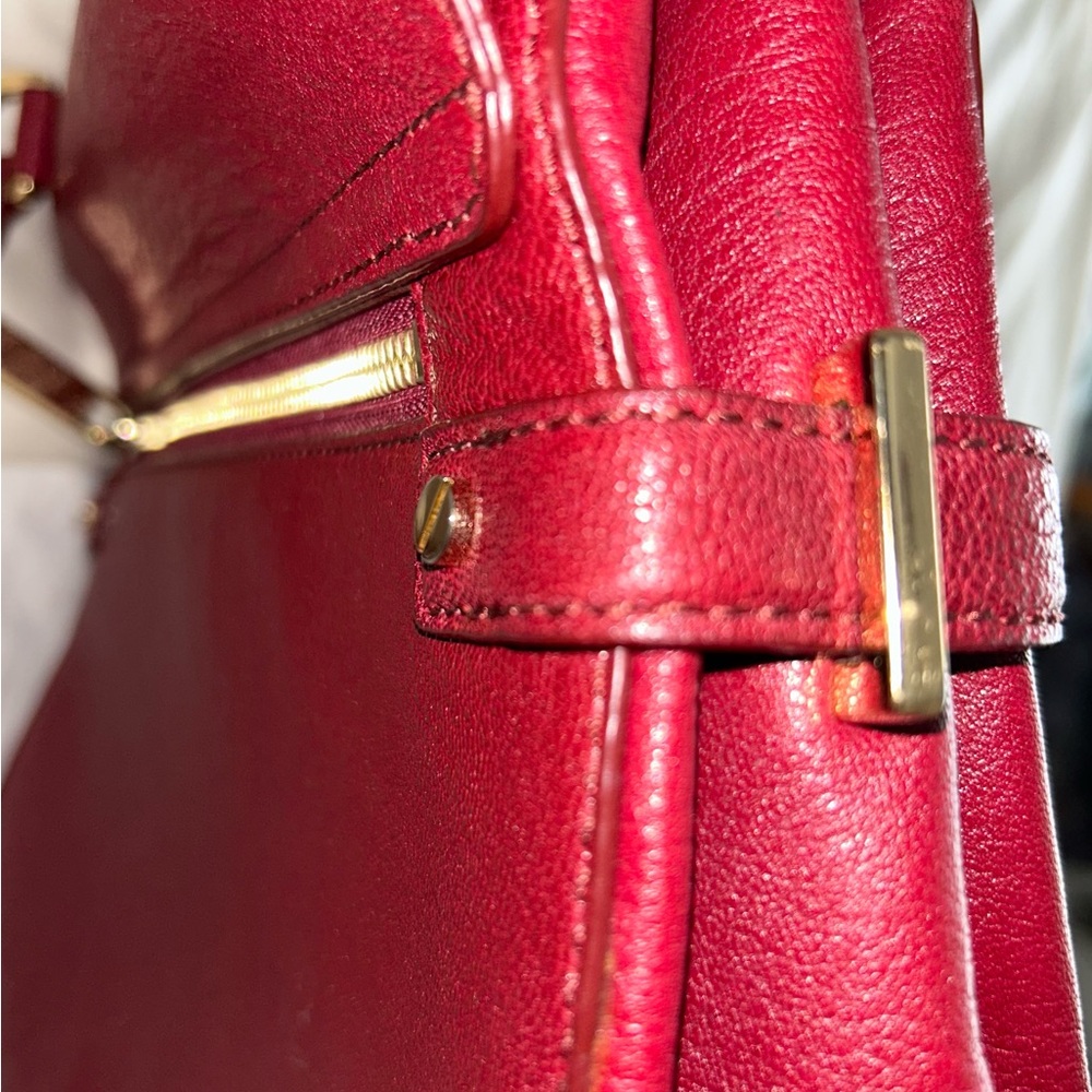 Michael Kors leather handbag burgundy shoulder cross body & dust bag 6 pockets - Picture 3 of 9